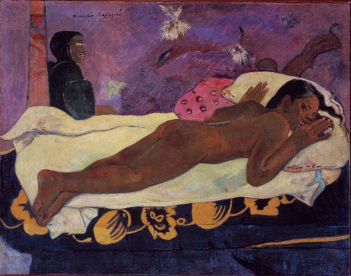 Artist [show]Paul Gauguin (1848–1903) Link back to Creator infobox template wikidata:Q37693 s:fr:Auteur:Paul Gauguin Title The Spirit of the Dead Keeps Watch Date 1892 Medium oil on burlap mounted on canvas Dimensions 72.4 × 92.4 cm (28.5 × 36.4 in) Current location [show]Albright-Knox Art Gallery Link back to Institution infobox template 